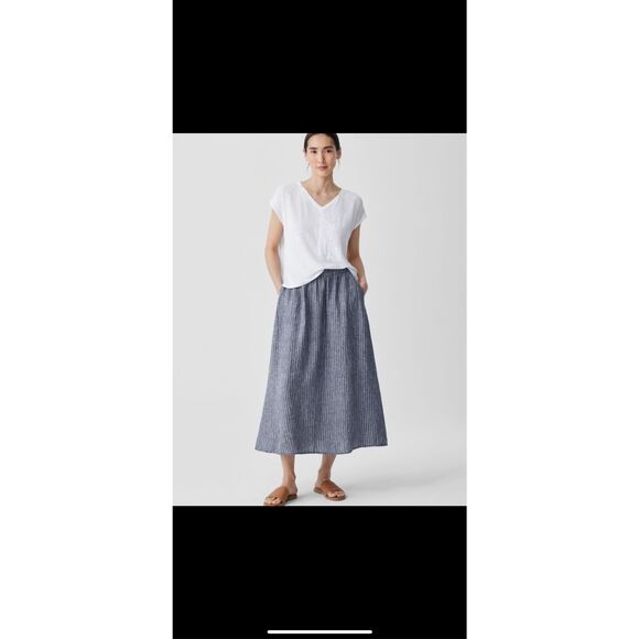 Eileen Fisher Puckered Organic Linen Pocket Skirt Size Medium - Picture 1 of 6